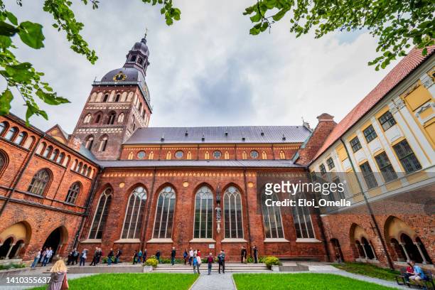 historical building of riga dome cathedral, latvia - riga stock pictures, royalty-free photos & images