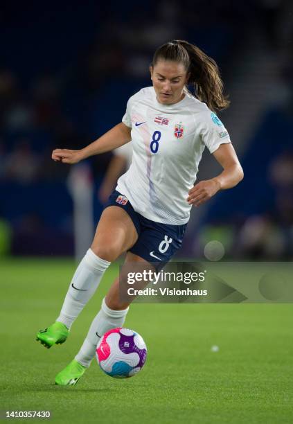 Vilde Boe Risa of Norway in action during the UEFA Women's Euro England 2022 group A match between Austria and Norway at Brighton & Hove Community...