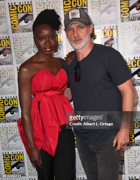Danai Gurira and Andrew Lincoln attend AMC's "The Walking Dead" panel during 2022 Comic-Con International: San Diego at San Diego Convention Center...