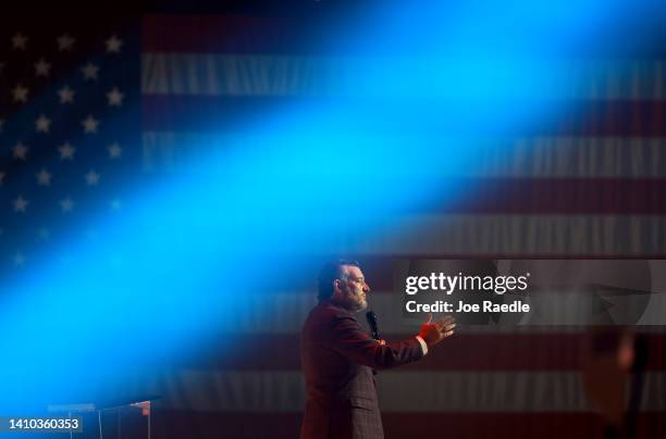Sen. Ted Cruz on stage during the Turning Point USA Student Action Summit held at the Tampa Convention Center on July 22, 2022 in Tampa, Florida. The...