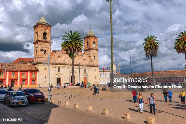 colombia - looking at the main town square in the andes city of zipaquirá. - cundinamarca stock pictures, royalty-free photos & images