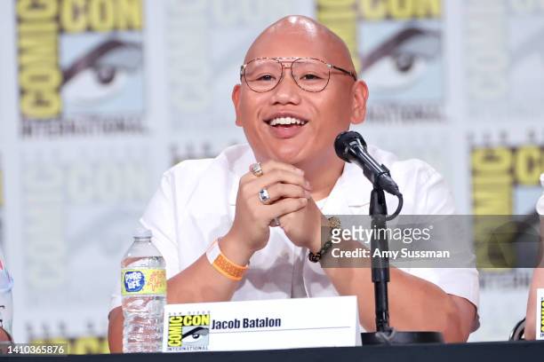 Jacob Batalon speaks onstage at Entertainment Weekly's "Brave Warriors" panel during 2022 Comic-Con International: San Diego at San Diego Convention...