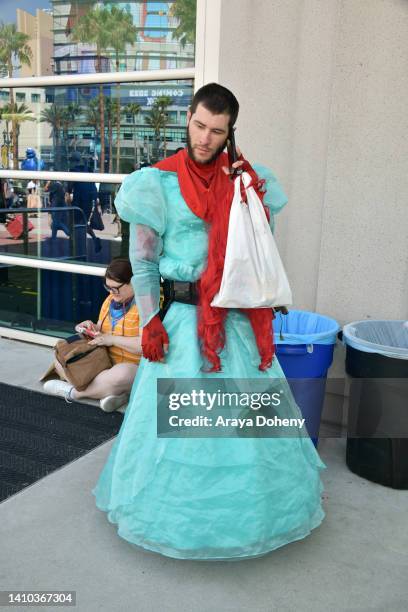 Cosplayer wears a Deadpool Ariel mashup costume at the 2022 Comic-Con International: San Diego on July 22, 2022 in San Diego, California.