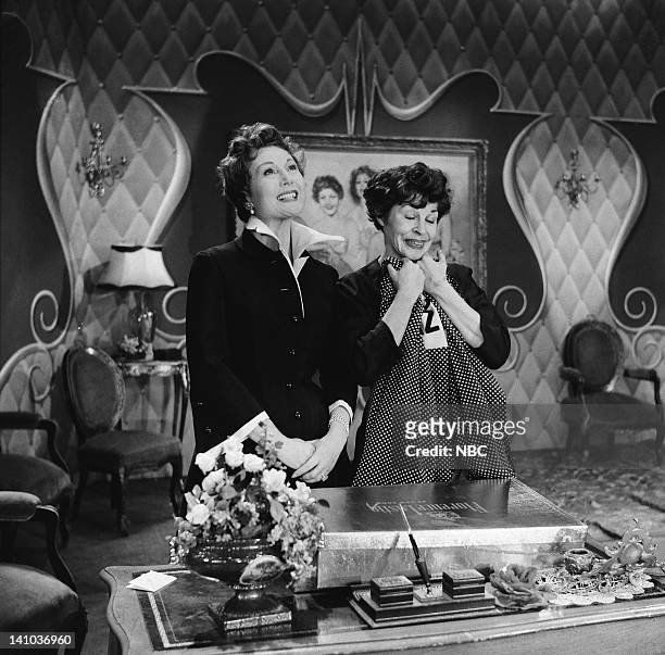 The Gabor Sisters" Episode 402 -- Pictured: Magda Gabor, Martha Raye as Marta Gabor -- Photo by: NBC/NBCU Photo Bank