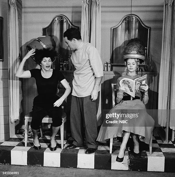The Gabor Sisters" Episode 402 -- Pictured: Martha Raye as Marta Gabor, unknown, unknown -- Photo by: NBC/NBCU Photo Bank