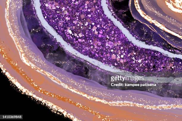 cross section detail of purple agate stone against - amethyst stock-fotos und bilder