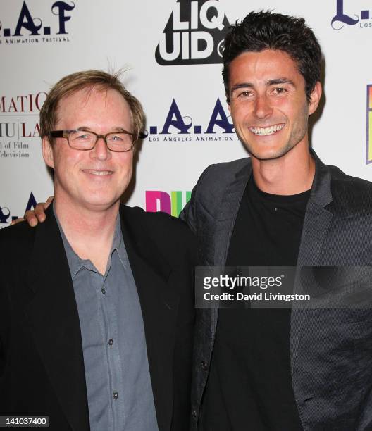 Director Brad Bird and actor Eli Marienthal attend the 2012 Los Angeles Animation Film Festival charity screening of "The Iron Giant" at Regent...
