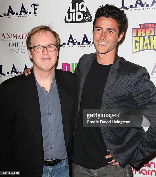 Director Brad Bird and actor Eli Marienthal attend the 2012 Los Angeles Animation Film Festival charity screening of "The Iron Giant" at Regent...