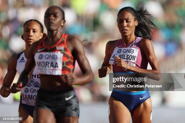 Ajee Wilson of Team United States competes in the Women's 800m Semi-Final on day eight of the World Athletics Championships Oregon22 at Hayward Field...