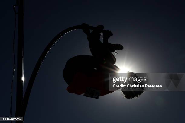 Seito Yamamoto of Team Japan competes in the Men's Pole Vault qualification on day eight of the World Athletics Championships Oregon22 at Hayward...