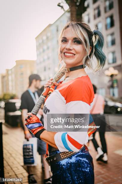 Cosplayer dressed as Harley Quinn attends the 2022 Comic-Con International: San Diego on July 22, 2022 in San Diego, California.