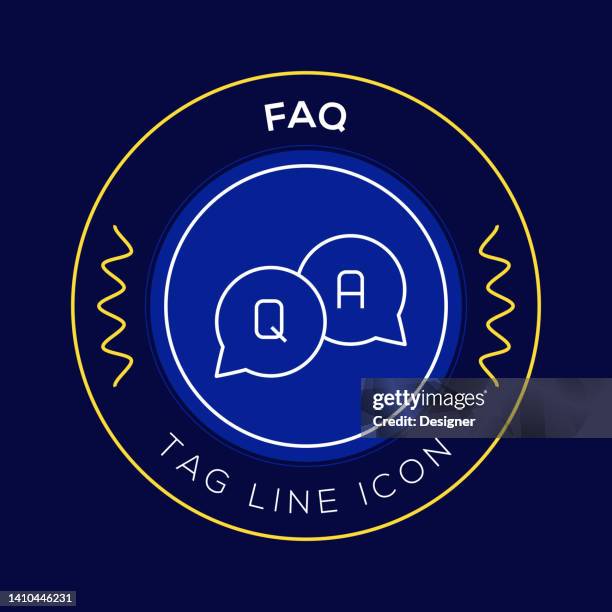 faq circle badge, modern logo vector icon design line style - question mark logo stock illustrations
