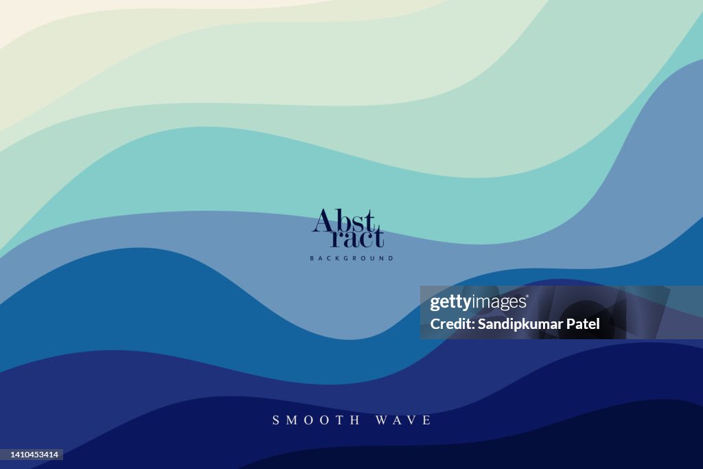 青い曲線と海の波は、ソフトから暗いベクトルの背景フラットデザインスタイルに範囲