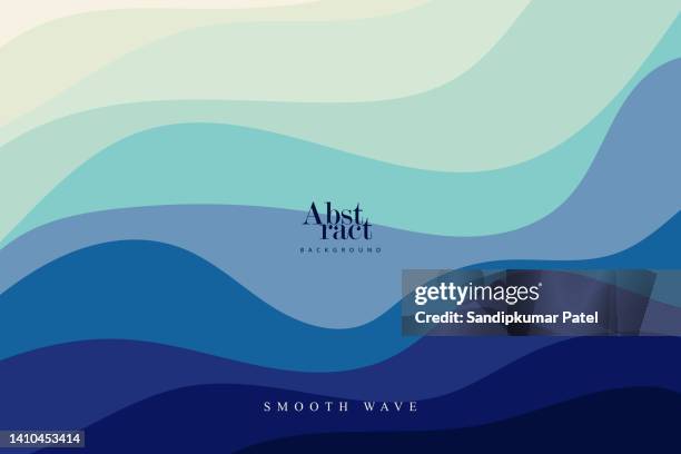 stockillustraties, clipart, cartoons en iconen met blue curves and the waves of the sea range from soft to dark vector background flat design style - golven