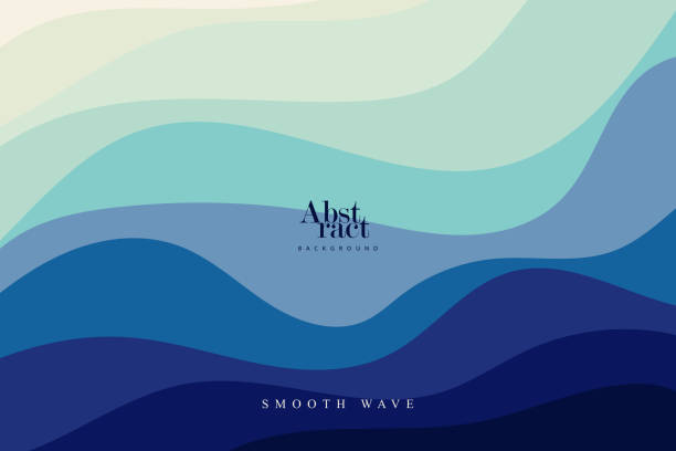 blue curves and the waves of the sea range from soft to dark vector background flat design style - beach stock illustrations