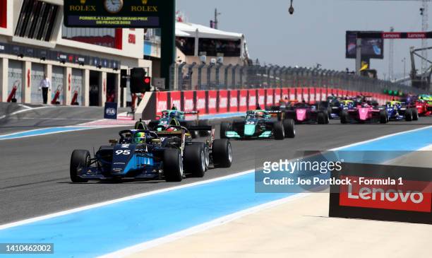 Beitske Visser of Netherlands and Sirin Racing leads the field into turn one at the start during the W Series Round 4 race at Circuit Paul Ricard on...