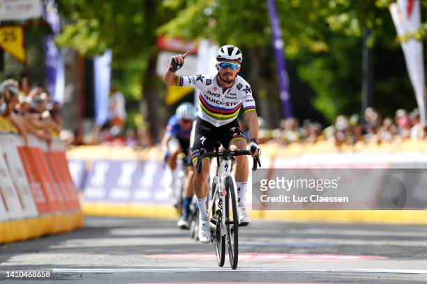 Julian Alaphilippe of France and Team Quick-Step - Alpha Vinyl celebrates winning during the 43rd Ethias - Tour de Wallonie 2022 - Stage 1 a 174,4km...