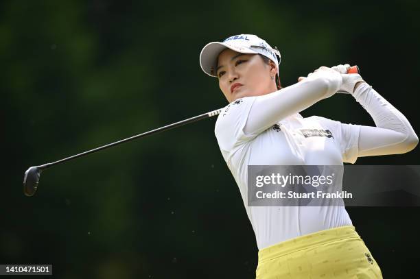 So Yeon Ryu of Korea plays her approach shot on the 13th hole during day three of The Amundi Evian Championship at Evian Resort Golf Club on July 23,...