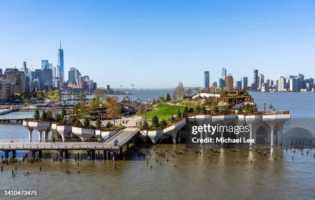 high angle view of little island park in new york - jersey city stock pictures, royalty-free photos & images