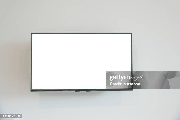 smart tv monitor on white background, high definition tv frame isolated on white background with clipping path - stock photo - 画面 ストックフォトと画像