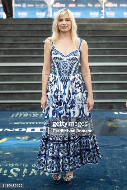 Micaele Ramazzotti attends the blue carpet at the Giffoni Film Festival 2022 on July 23, 2022 in Giffoni Valle Piana, Italy.