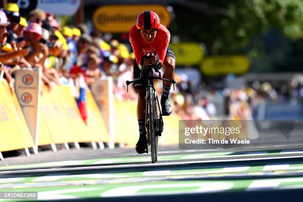 Nairo Alexander Quintana Rojas of Colombia and Team Arkéa - Samsic crosses the finish line during the 109th Tour de France 2022, Stage 20 a 40,7km...