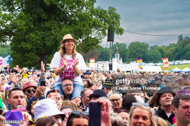 Festival goers enjoy the music during the 2022 Rewind Festival: Scotland at Scone Palace on July 23, 2022 in Perth, Scotland.