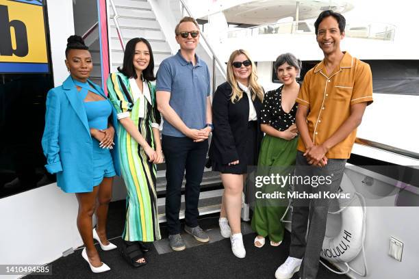 Imani Hakim, Charlotte Nicdao, David Hornsby, Jessie Ennis, Ashly Burch, and Danny Pudi visit the #IMDboat At San Diego Comic-Con 2022: Day Three on...