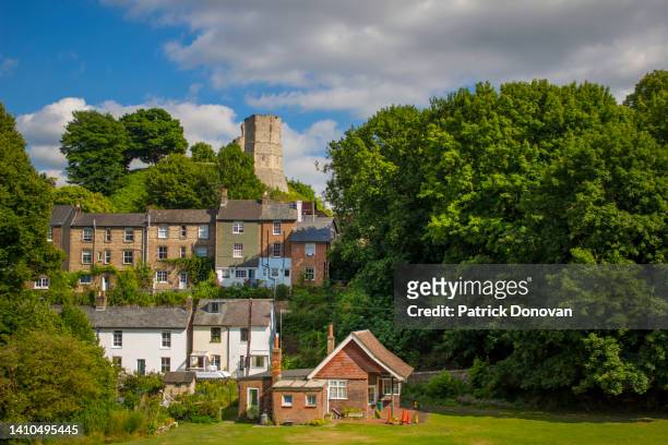 lewes castle and town, east sussex, england - east sussex imagens e fotografias de stock