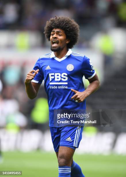 Hamza Choudhury of Leicester City in action during the Pre-Season Friendly match between Derby County and Leicester City at Pride Park on July 23,...
