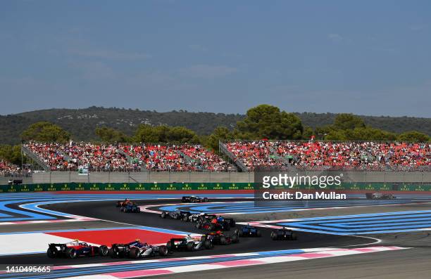 General view of the action during the Round 9:Le Castellet Sprint race of the Formula 2 Championship at Circuit Paul Ricard on July 23, 2022 in Le...