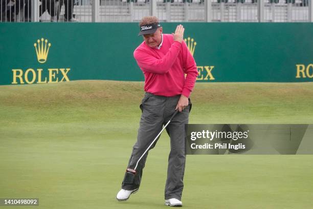 Paul Broadhurst of England in action during Day Three of The Senior Open Presented by Rolex at The King's Course, Gleneagles on July 23, 2022 in...