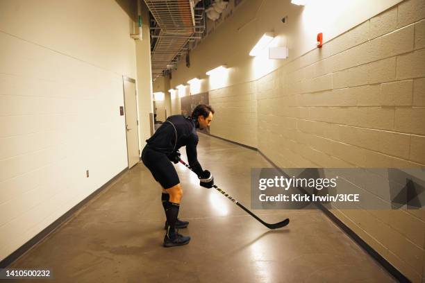 Aaron Palushaj of Team Carbonneau prepares for his game during 3ICE Week Six at PPG PAINTS Arena on July 23, 2022 in Pittsburgh, Pennsylvania.