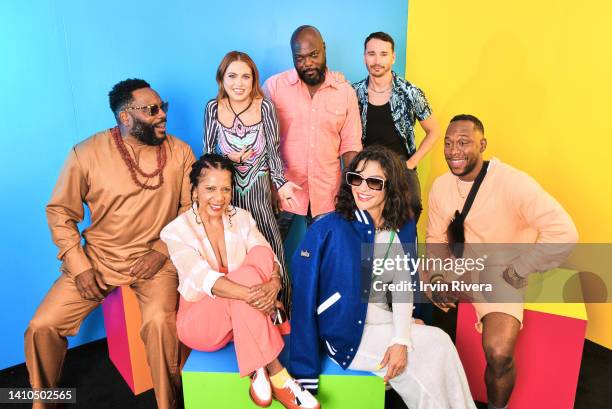 Chad Coleman, Penny Johnson Jerald, Anne Winters, Peter Macon, Jessica Szohr, Mark Jackson, and J. Lee visit the #IMDboat official portrait studio at...