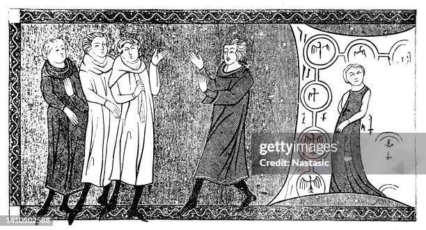 stockillustraties, clipart, cartoons en iconen met costumes in the middle ages and in the renaissance period - circa 15th century