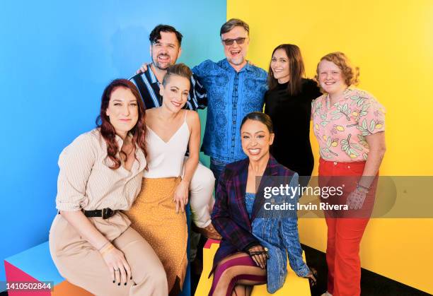 Joanna Hausmann, Brock Powell, Carolina Ravassa, Dan Povenmire, Liza Koshy, Alyson Stoner, and Meli Povenmire visit the #IMDboat official portrait...