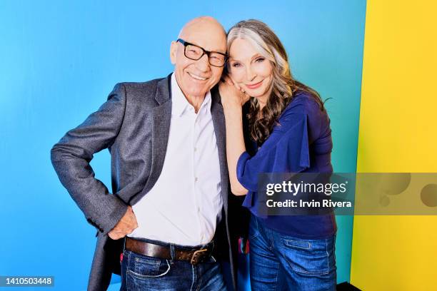 Patrick Stewart and Gates McFadden visit the #IMDboat official portrait studio at San Diego Comic-Con 2022 on The IMDb Yacht on July 23, 2022 in San...