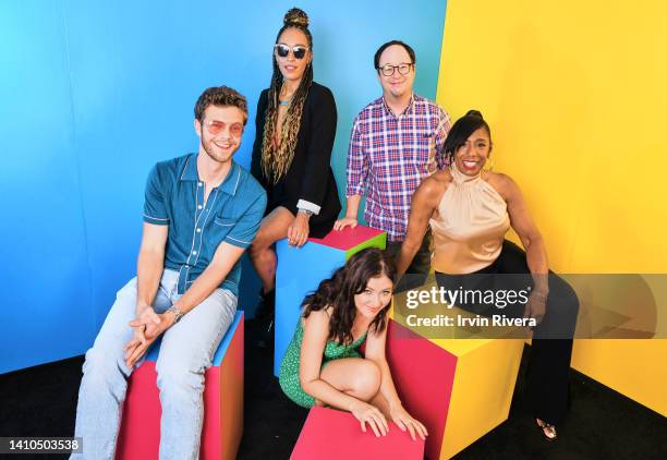 Jack Quaid, Tawny Newsome, Noël Wells, Mike McMahan, and Dawnn Lewis visit the #IMDboat official portrait studio at San Diego Comic-Con 2022 on The...