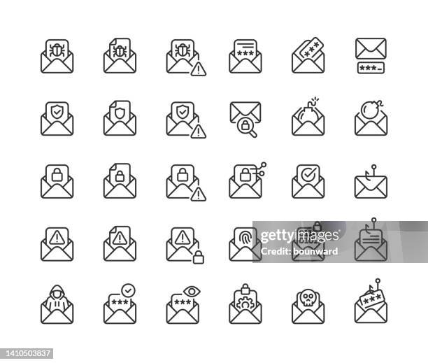 mail security line icons editable stroke - bomb icon stock illustrations