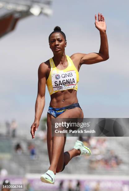 Khaddi Sagnia of Team Sweden competes in the Women's Long Jump qualification on day nine of the World Athletics Championships Oregon22 at Hayward...