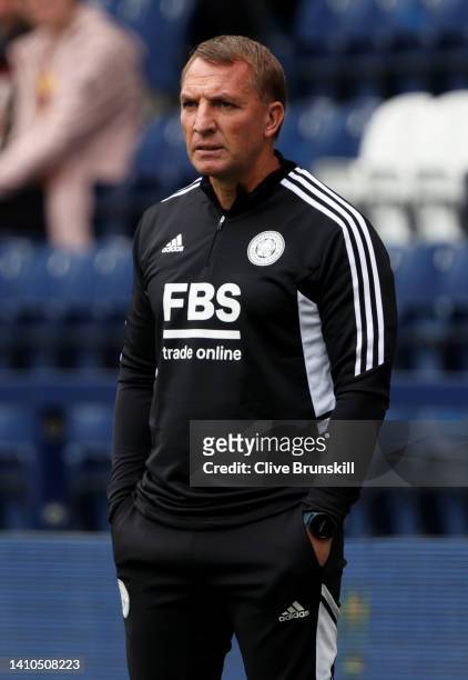 Brendan Rodgers, Manager of Leicester City reacts during the Pre-Season Friendly Match between Preston North End and Leicester City at Deepdale on...
