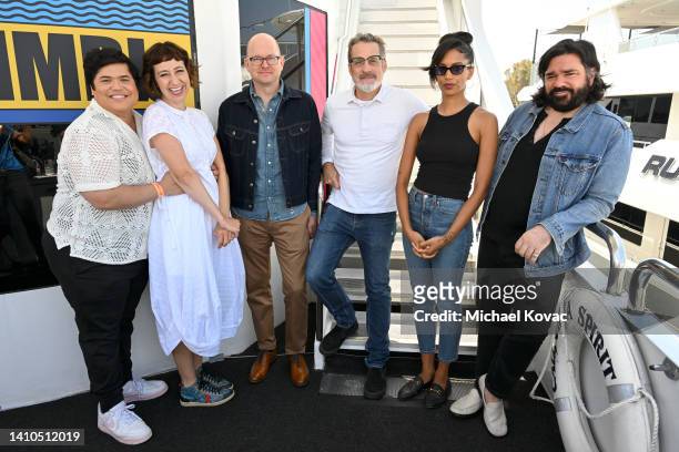 Harvey Guillén, Kristen Schaal, Mark Proksch, Paul Simms, Stefani Robinson, and Matt Berry visit the #IMDboat At San Diego Comic-Con 2022: Day Three...