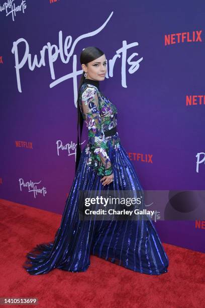 Sofia Carson attends Netflix Purple Hearts special screening at The Bay Theater on July 22, 2022 in Pacific Palisades, California.