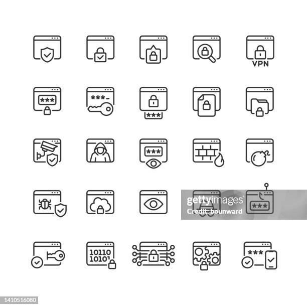 webbrowser-sicherheitszeilensymbole bearbeitbarer strich - vpn stock-grafiken, -clipart, -cartoons und -symbole
