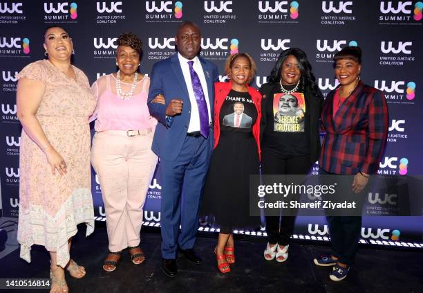 Michelle Kenney, Gwen Carr, Benjamin Crump, Allisa Findley, Dr. Tiffany Crutcher and Dr. Bernice A. King pose for a photo together as United Justice...