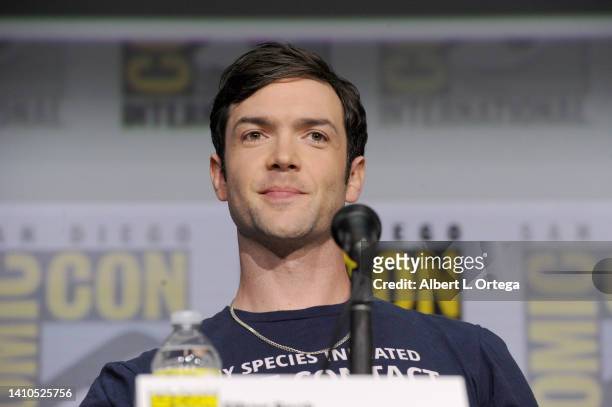 Ethan Peck speaks onstage at the Star Trek Universe Panel during 2022 Comic Con International: San Diego at San Diego Convention Center on July 23,...
