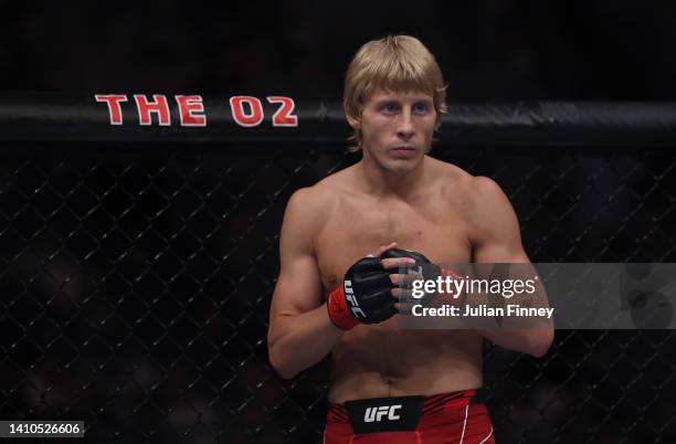 Paddy Pimblett of England before his fight with Jordan Leavitt of USA in the Lightweight bout during UFC Fight Night at O2 Arena on July 23, 2022 in...