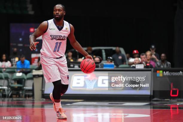 Jeremy Pargo of the Triplets looks to move the ball against the Ghost Ballers during BIG3 Week Six at Comerica Center on July 23, 2022 in Frisco,...