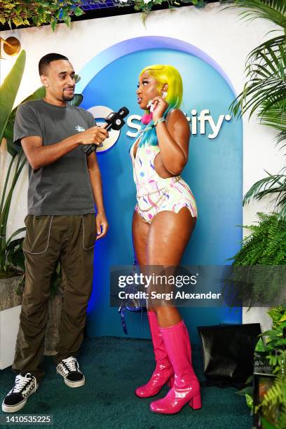 Speedy Morman and Baby Tate attend Spotify x Rolling Loud Miami 2022 - Day 2 at Hard Rock Stadium on July 23, 2022 in Miami Gardens, Florida.