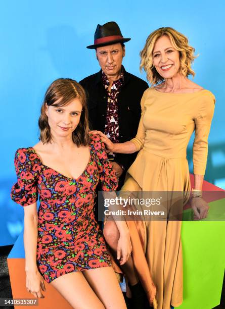 Katja Herbers, Aasif Mandvi, and Christine Lahti visit the #IMDboat official portrait studio at San Diego Comic-Con 2022 on The IMDb Yacht on July...